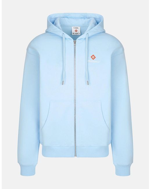 Casablanca Blue Classic Zip Up Hoodie for men