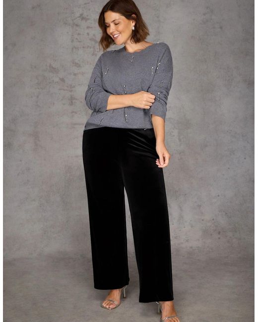 Live Unlimited London Gray Embellished Jumper