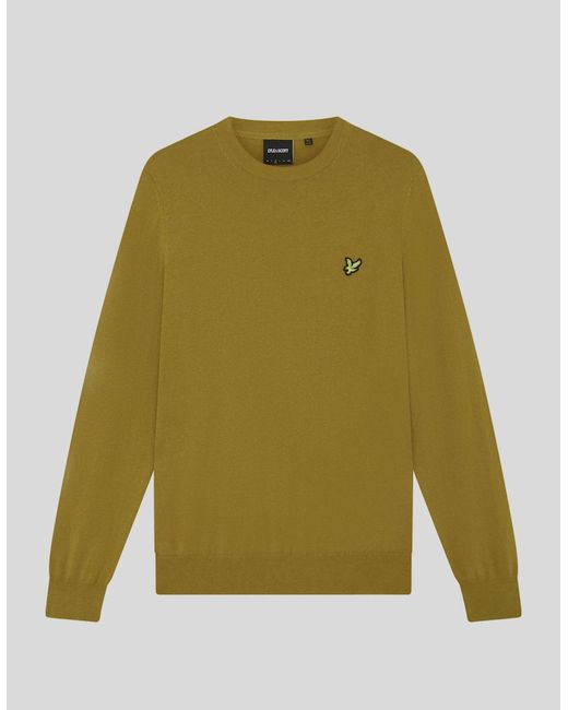 Lyle & Scott Yellow Cotton Merino Crew Neck Jumper for men