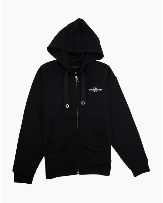 Emporio Armani Black Front Pocket Zip Up Hoody 0999 for men