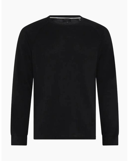 Ted Baker Black Waffle Long-Sleeve Top & Joggers Lounge Set for men