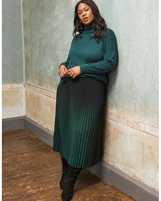 Live Unlimited London Gray Ombre Pleated Maxi Skirt