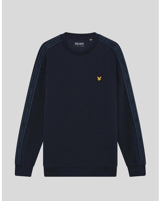 Lyle & Scott Blue Sports Tape Crew Neck Sweatshirt for men