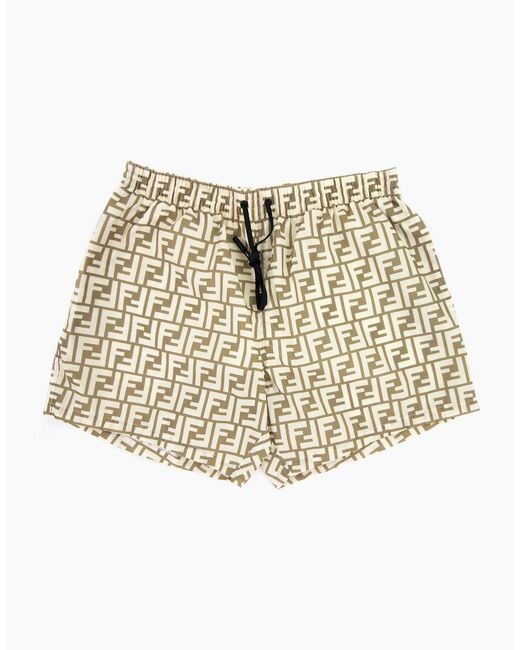 Fendi Natural Ff Motif Swim Shorts for men