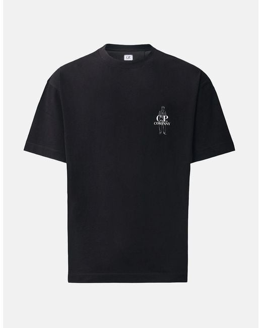 C P Company Black 30/1 Sailor Logo T Shirt for men