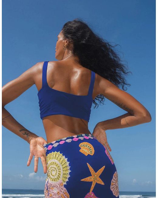 Oceanus White New York Hand-Embroidered Skirt Multi Colour