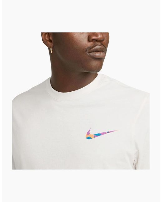 Nike White T Shirts Club Swoosh Hdy Print Short Sleeve Summer Sportswear for men