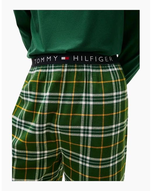 Tommy Hilfiger Green Tartan Flannel Pyjama Set, Orion for men