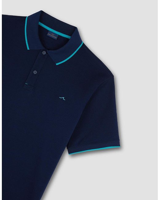 Paul & Shark Blue Embroidered Fin Double Piqué Cotton Polo Shirt for men