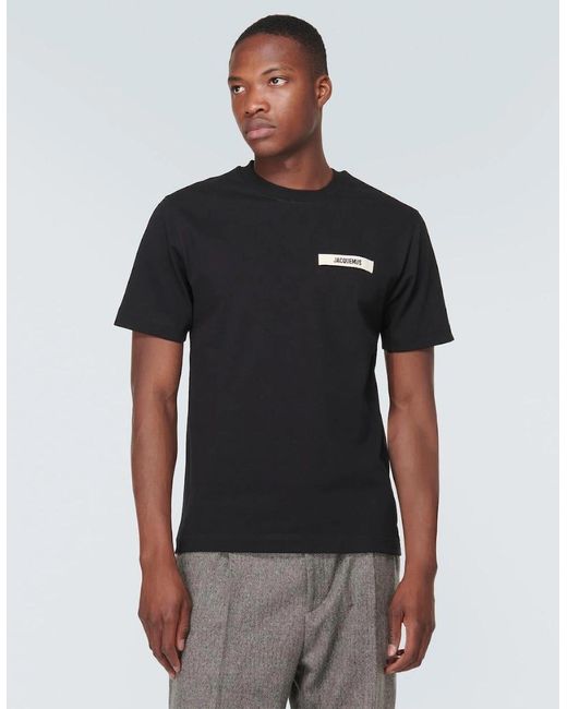 Jacquemus Black The Gros Grain Logo T Shirt for men