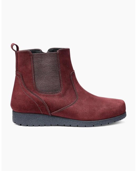 Hotter Red Exeter Low Wedge Boots