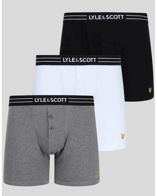 Lyle & Scott Gray 3-Pack Core Trunks for men