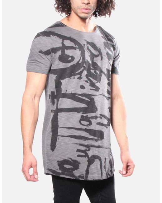 DIESEL Gray T Longer Ma Graphic T Shirt Short Sleeve for men