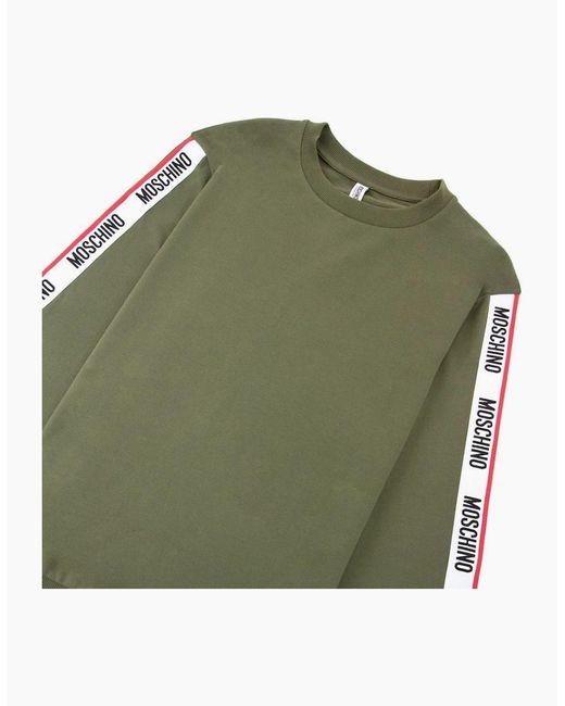 Moschino Green Underwear Tape Logo Arm Sweatshirt Khaki 0430 for men