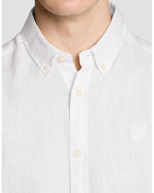 Lyle & Scott White Lyle & Scott Short Sleeve Linen Shirt for men