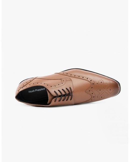 Hush Puppies Brown Elliot Leather Brogue Oxford Shoes Tan for men