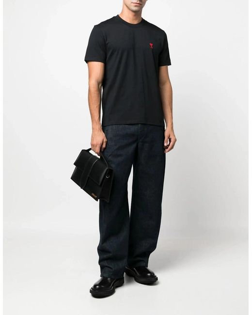 AMI Black Logo Le Coueur T-Shirt for men