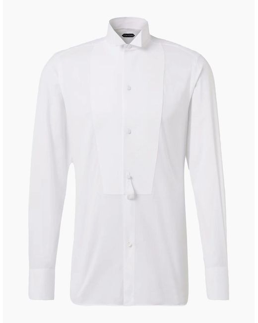 Tom Ford White Cocktail Voile Evening Slim Shirt for men