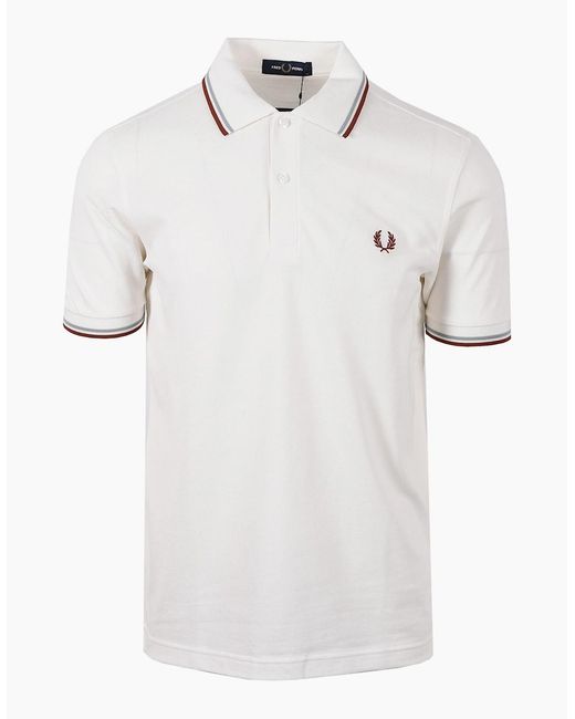 Fred Perry White Twin Tipped Polo Snow/ Brand for men