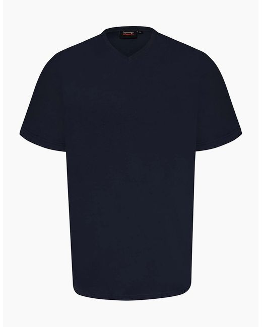 ESPIONAGE Blue Plain V-Neck Big & Tall Short Sleeve T-Shirt for men
