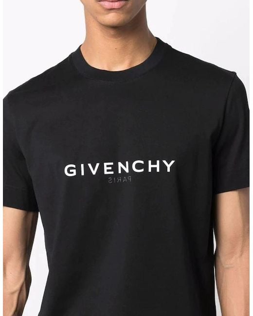 Givenchy Black Reverse Logo Print T-Shirt for men
