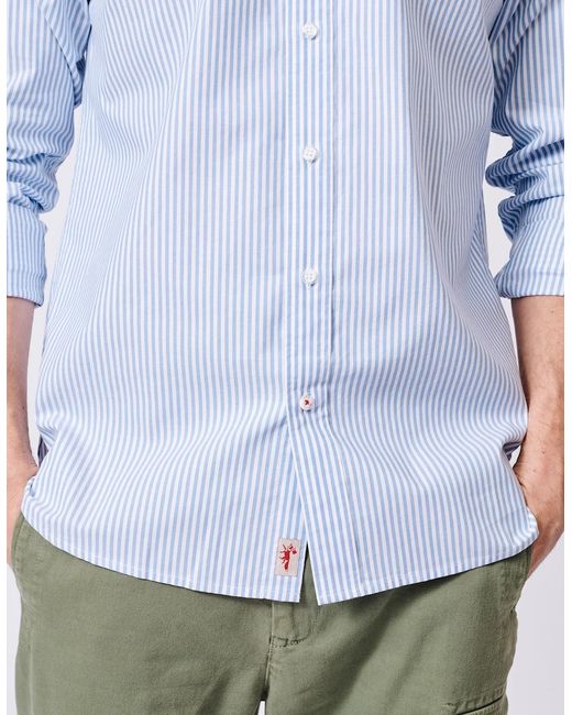 aubi Blue Chase Poplin Shirt for men