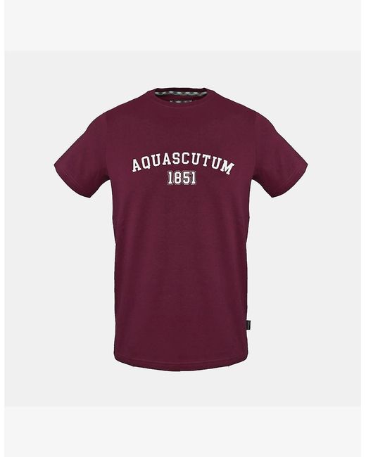 Aquascutum Purple Arch Lettering Crew Neck Short Sleeve T-Shirt for men