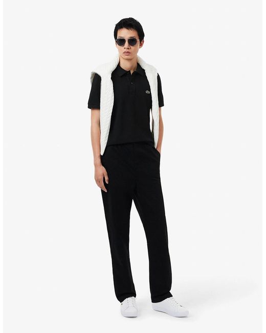 Lacoste Black Original L.12.12 Slim Fit Petit Piqué Cotton Polo Shirt for men