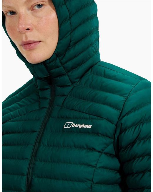 Berghaus Green Nula Solid Patterned Hooded Puffer Jacket With Woven Cuff