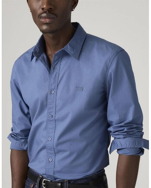Levi's Blue Levi's Slim Fit Collared Neck Long Sleeve Shirt for men