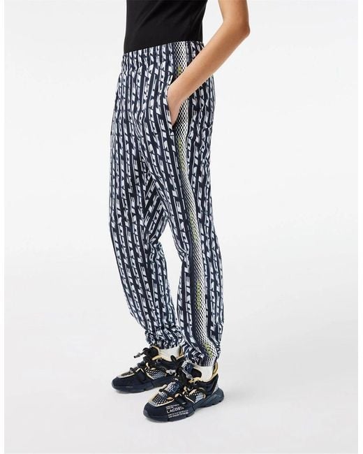 Lacoste Blue Lettering Vertical Stripe Slim Cut Joggers