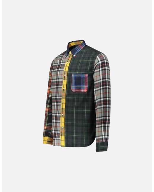 Beams Plus Gray Check Panel Shirt for men