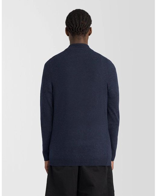 Lyle & Scott Blue Lambswool Blend Zip Cardigan for men