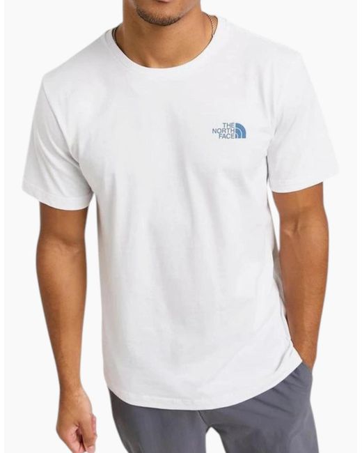 The North Face Blue T Shirts Box Exploration Crew Neck Graphic Print Summer Tee for men
