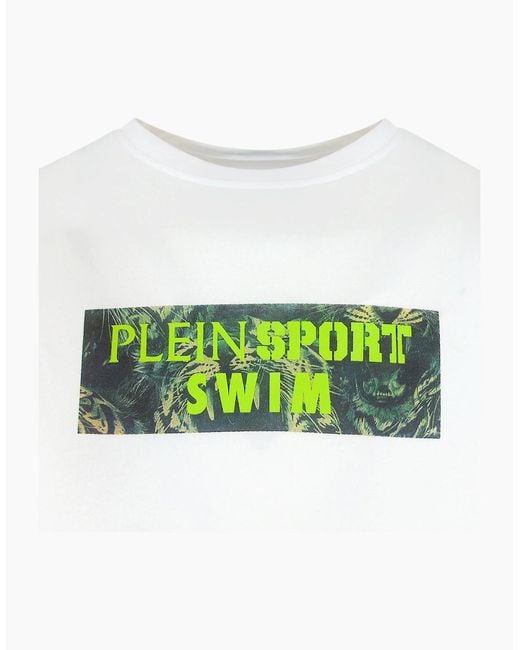 Philipp Plein Green Pleint Sport Swim Tiger Box Logo T-Shirt