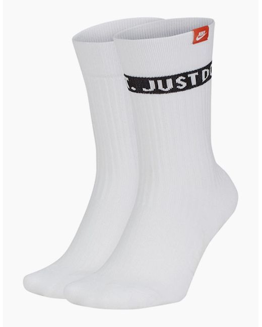 Nike White 'Just Do It' Everyday Crew Socks 2 Pack