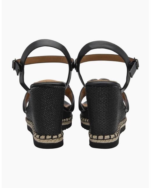 Lotus Black Bermuda Wedge Sandals