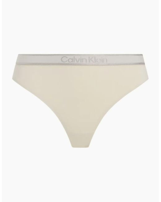 Calvin Klein Natural New Stone Logo Thong, Sandshell