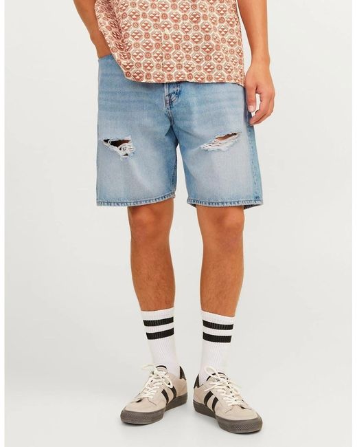 Jack & Jones Blue Denim Casual Shorts for men