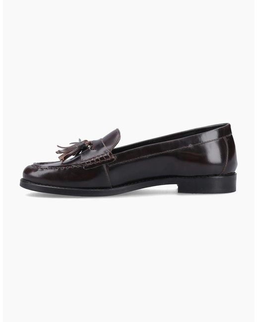 Hush Puppies Black Connie Leather Aubergine Loafers