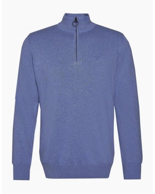 Barbour Bluestone Half Zip Cotton Knitted Jumper for men