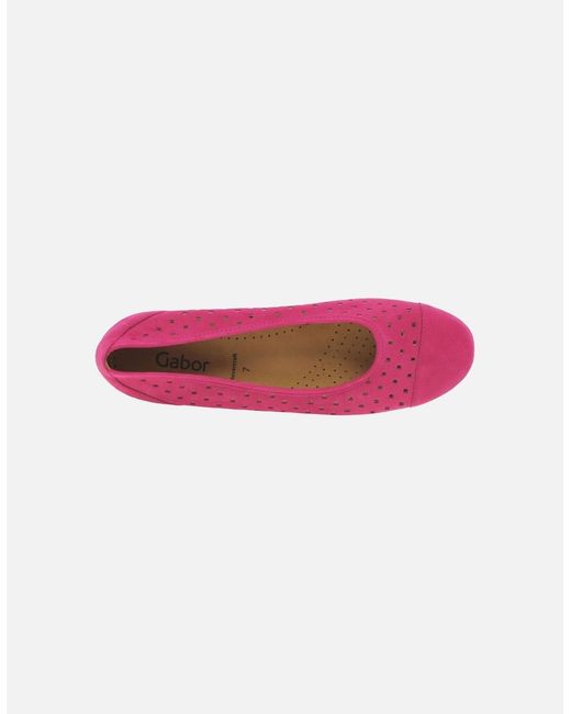 Gabor Pink Ruffle Punched Detail Casual Shoes