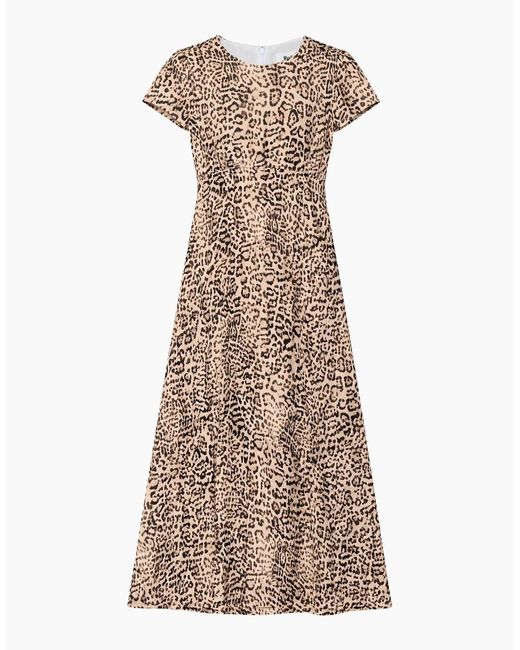 Ro&zo Natural Leopard Print Seam Detail Midi Dress