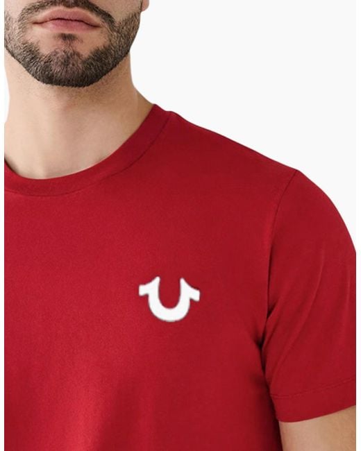 True Religion Red 107810 T Shirts Short Sleeve Buddha Soft Summer Crew Neck Tee for men