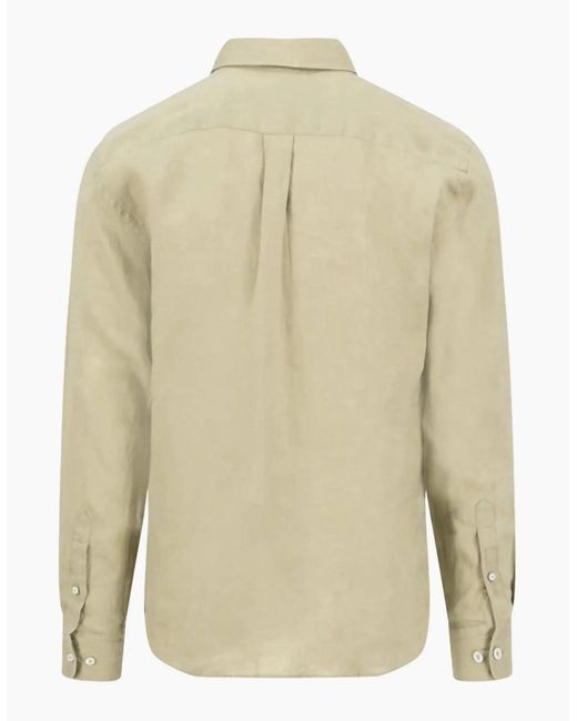 Fynch-Hatton Natural Fynch-Hatton Long Sleeved Linen Shirt Pistachio for men