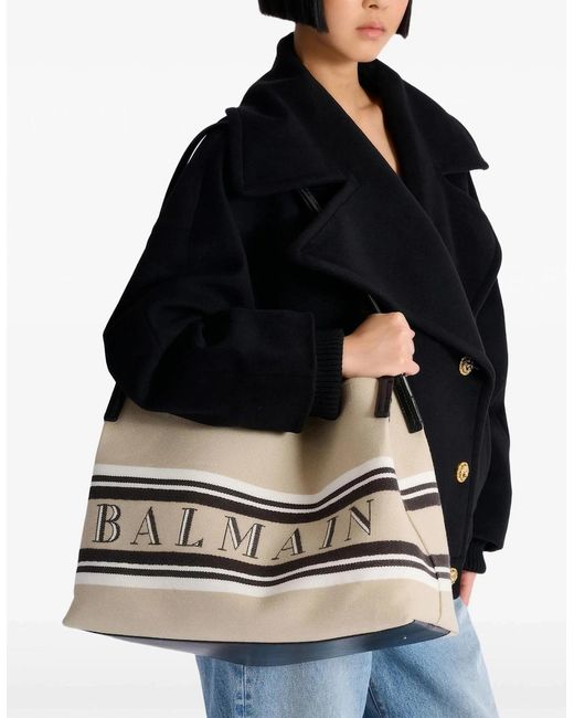 Balmain Metallic Release Canvas Shopper