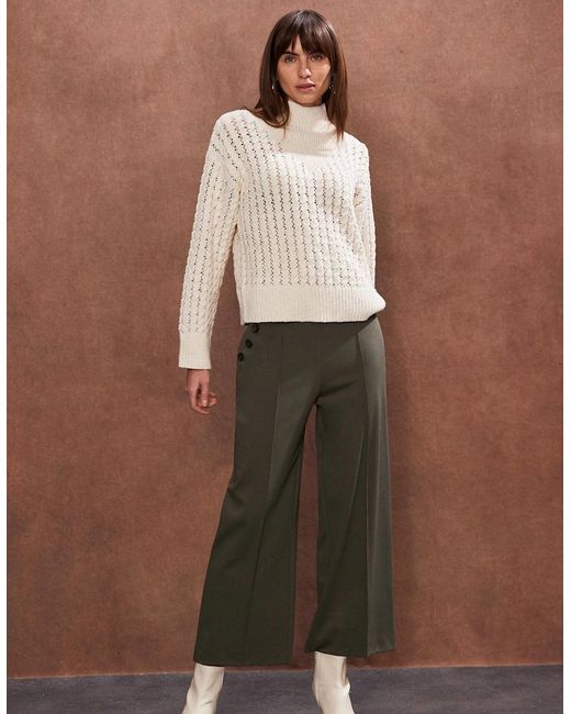 Ro&zo Brown Khaki Ponte Twill Culottes