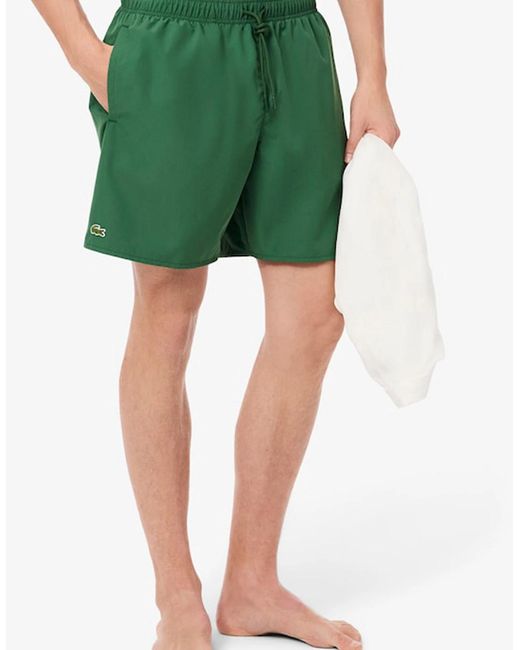 Lacoste Green Mid Length Monochrome Swim Trunks for men