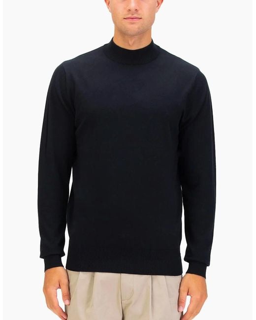 Luke 1977 Black Jenson 1000 Rib Neck Knitted Jumper for men