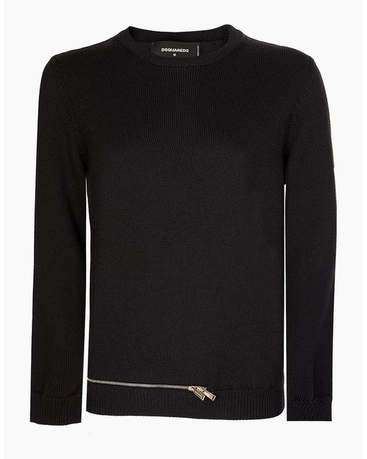 DSquared² Black Dsquared Zip Hem Knitted Jumper